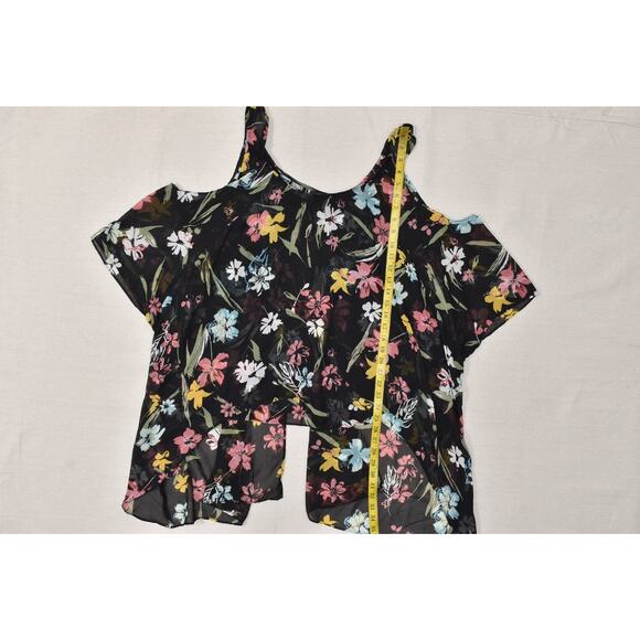 Lane Bryant Plus Size 18/20 Cold Shoulder Floral Tunic Top Blouse Polyester - Picture 3 of 8